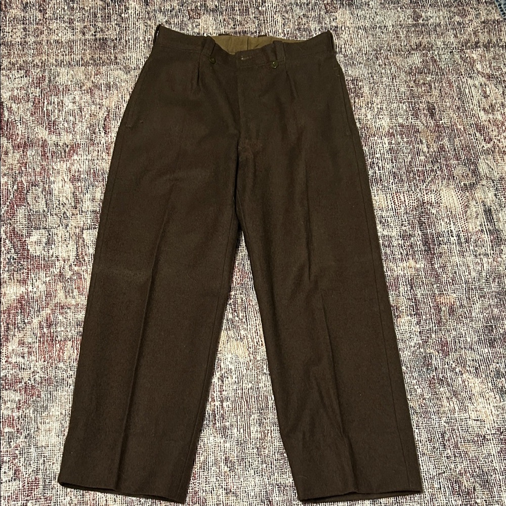 Vintage French Military Pants in Brown Wool